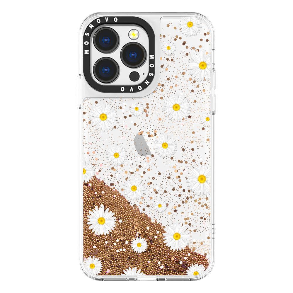 White Daisy Glitter Phone Case - iPhone 13 Pro Case