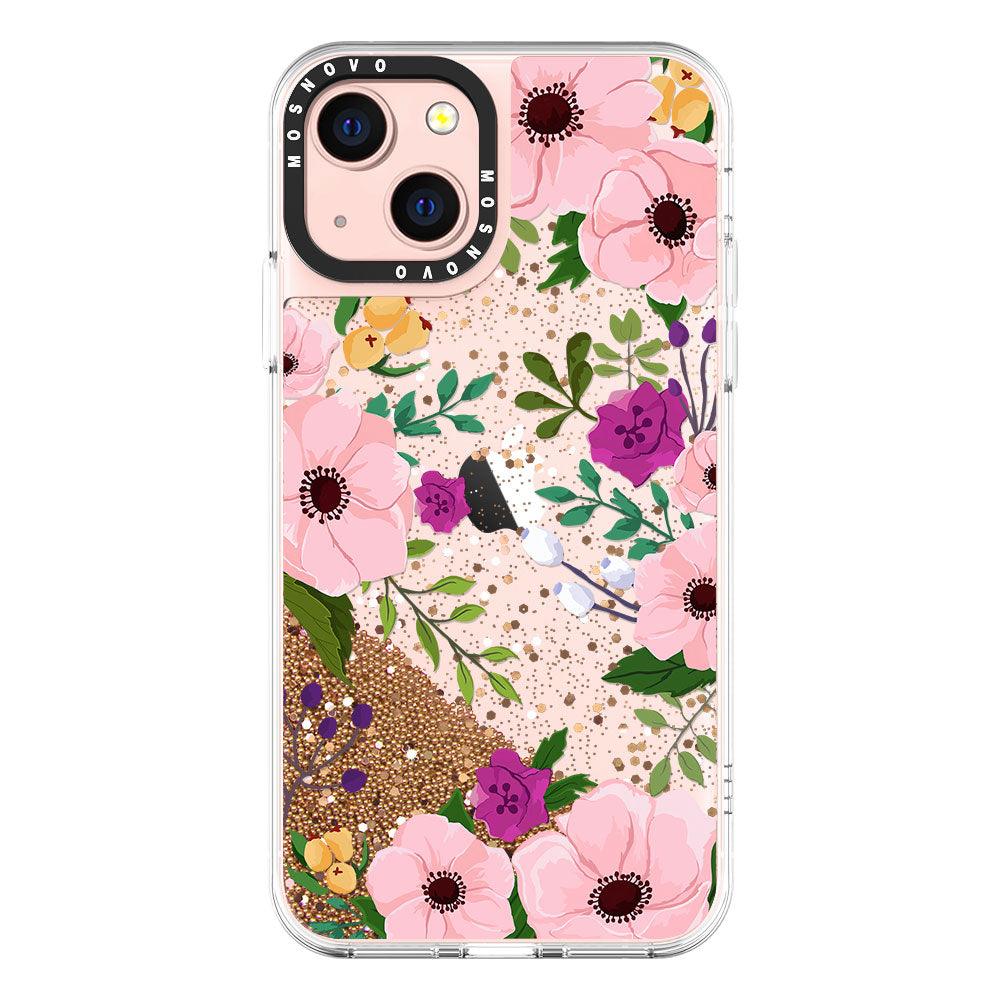 Flower Garden Floral Glitter Phone Case - iPhone 13 Case