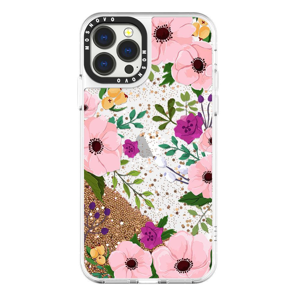 Flower Garden Floral Glitter Phone Case - iPhone 13 Pro Max Case