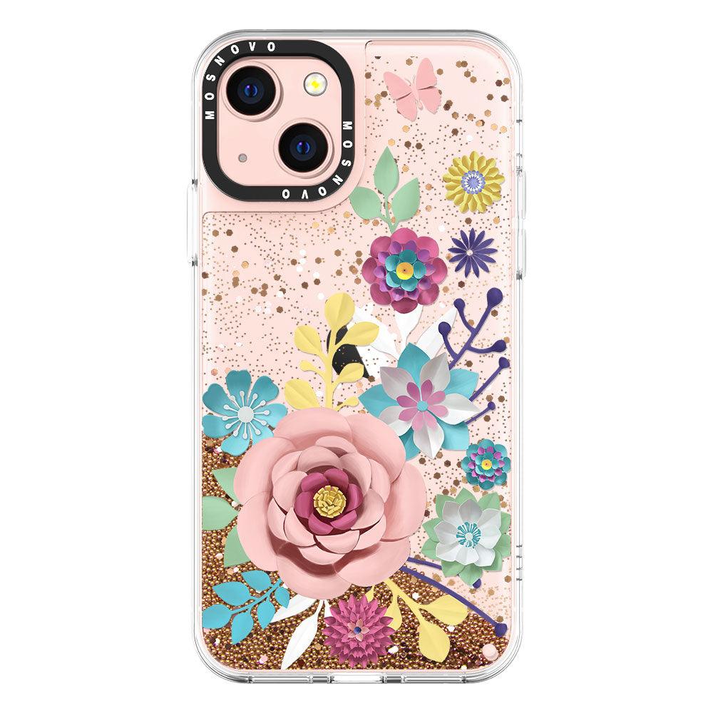 Roses Blossom Floral Flower Glitter Phone Case - iPhone 13 Case