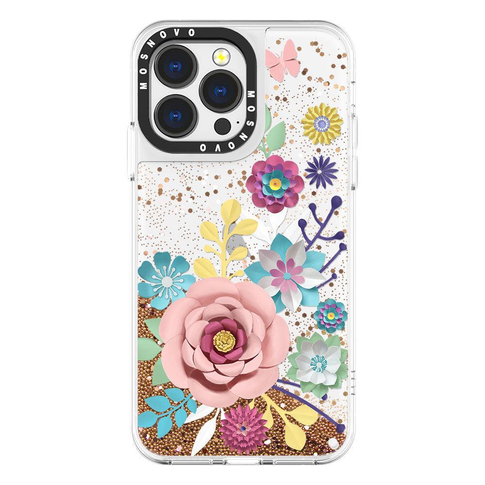 Roses Blossom Floral Flower Glitter Phone Case - iPhone 13 Pro Case