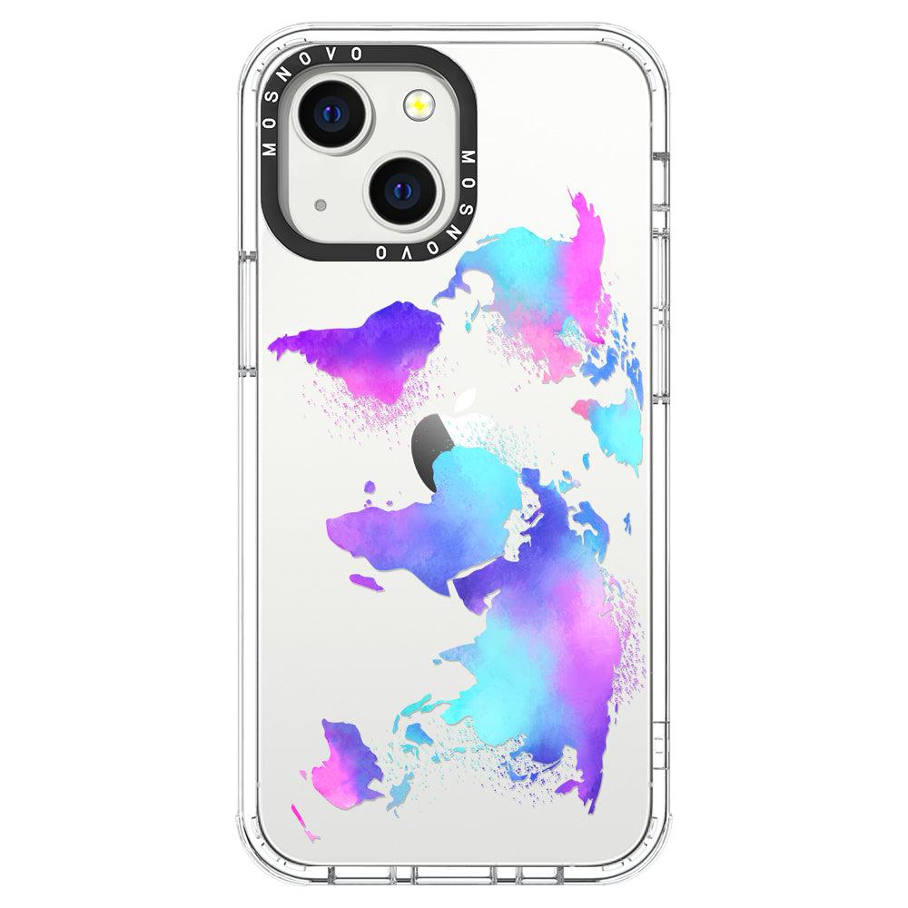 Psychedelic World Map Phone Case - iPhone 13 Mini Case