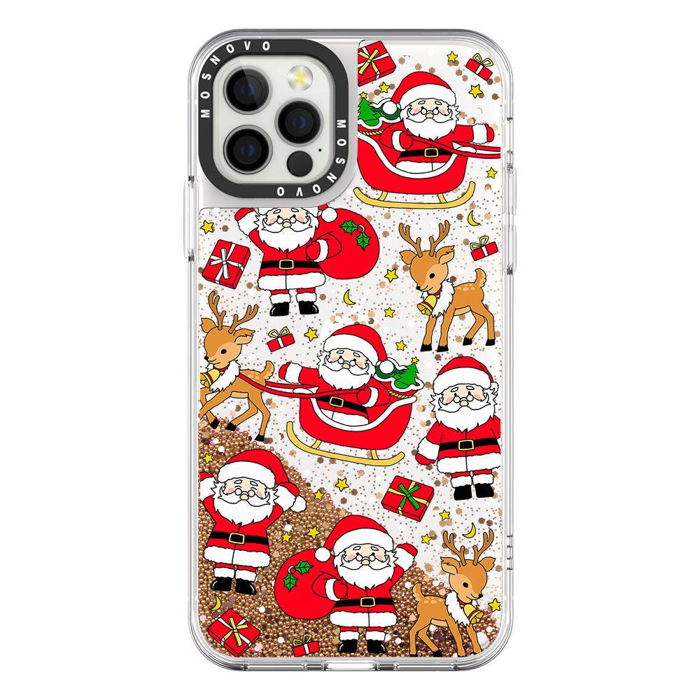 Cute Santa Claus Deer Glitter Phone Case - iPhone 12 Pro Max Case