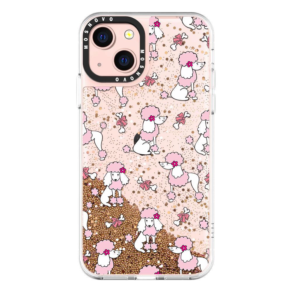 Cute Poodle Glitter Phone Case - iPhone 13 Case