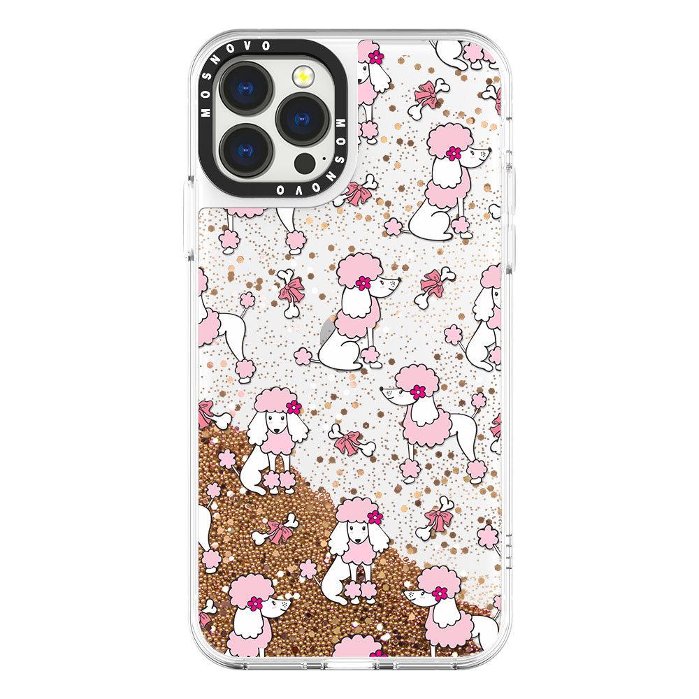 Cute Poodle Glitter Phone Case - iPhone 13 Pro Max Case