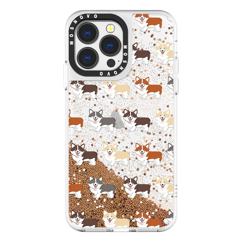 Cute Corgi Glitter Phone Case - iPhone 13 Pro Case