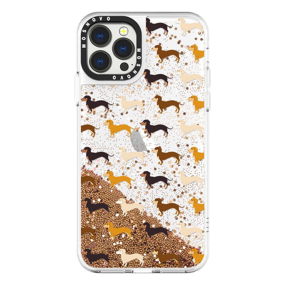 Cute Dachshund Glitter Phone Case - iPhone 13 Pro Max Case