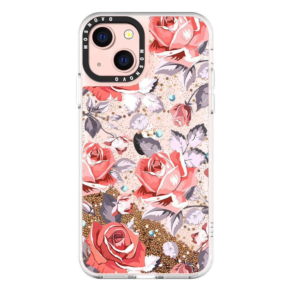 Retro Flower Roses Glitter Phone Case - iPhone 13 Case