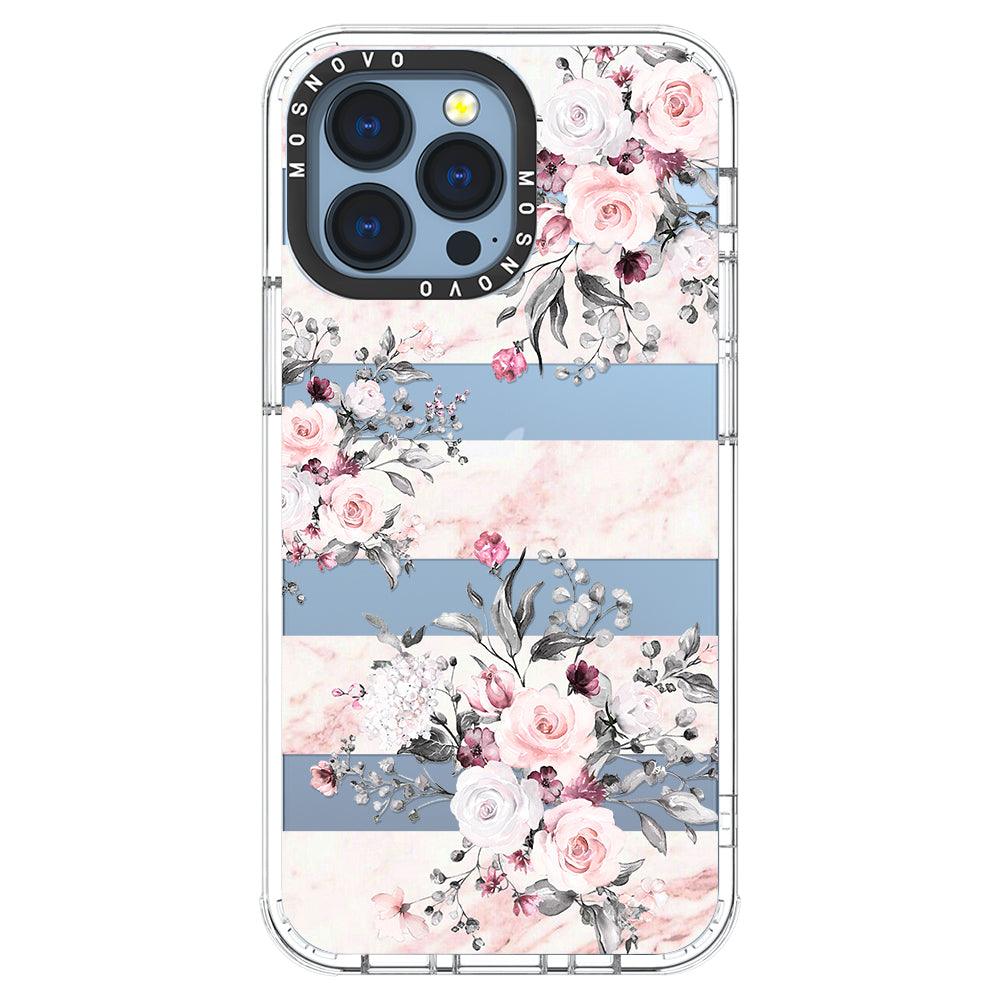 Pink Flower Marble Phone Case - iPhone 13 Pro Case