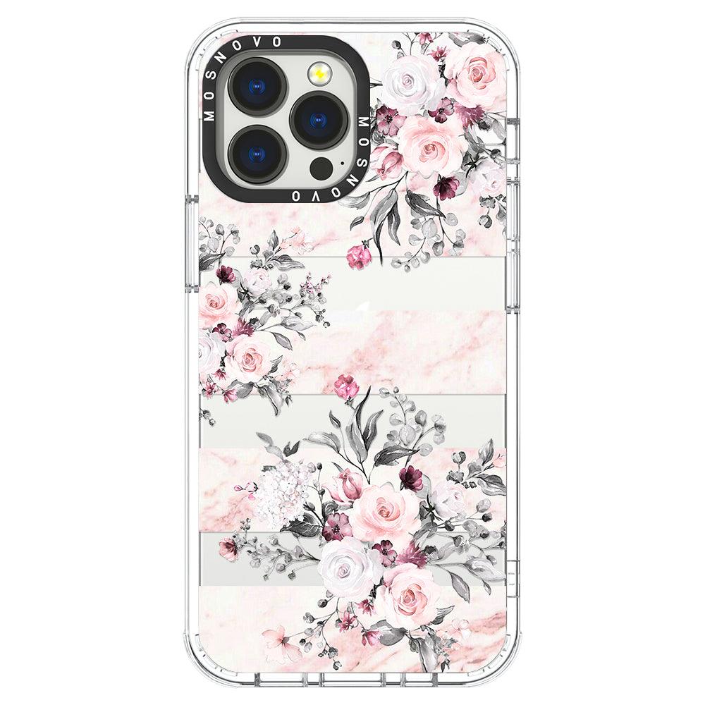 Pink Flower Marble Phone Case - iPhone 13 Pro Max Case