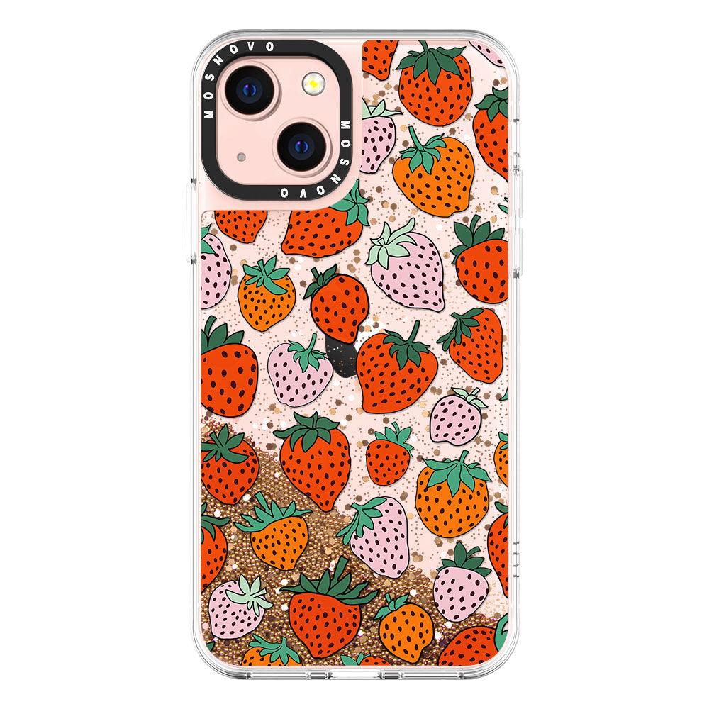 Pretty Strawberries Glitter Phone Case - iPhone 13 Case