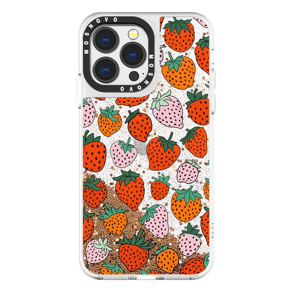 Pretty Strawberries Glitter Phone Case - iPhone 13 Pro Case