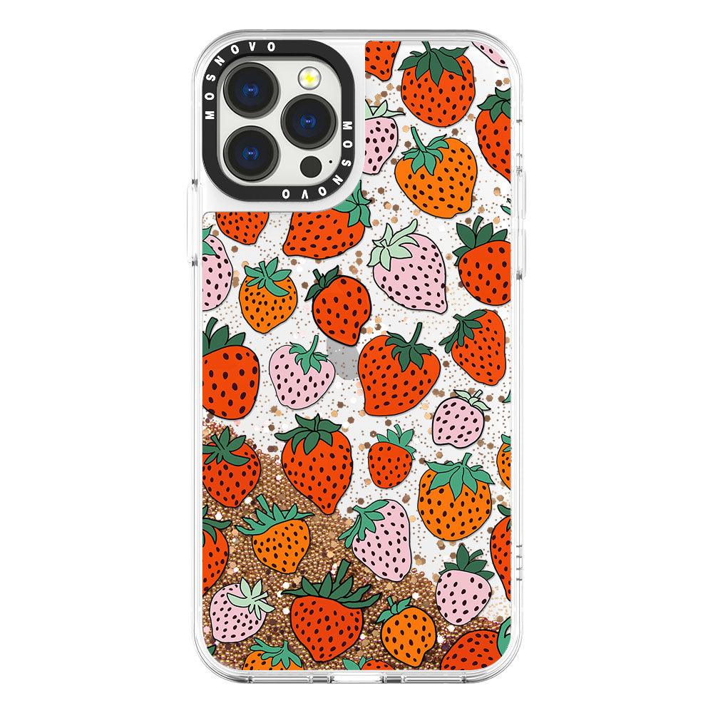 Pretty Strawberries Glitter Phone Case - iPhone 13 Pro Max Case