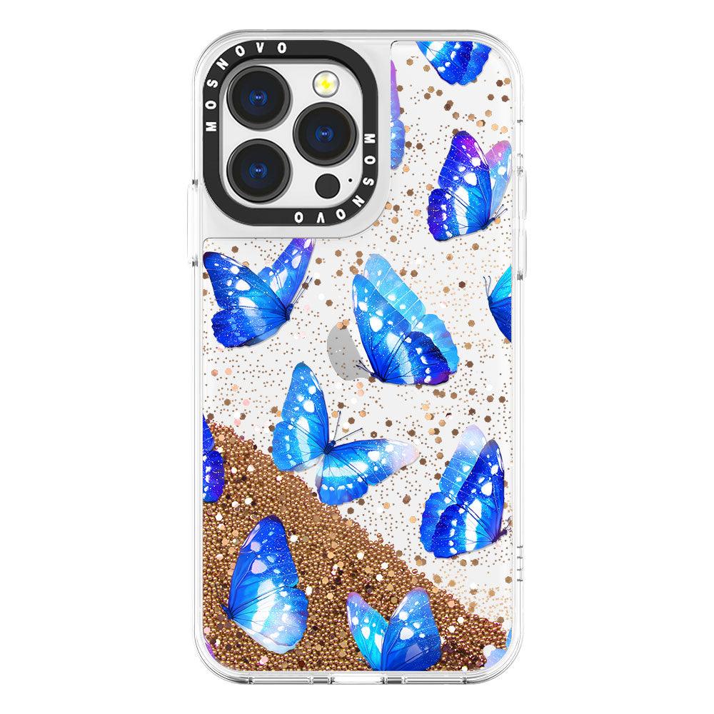 Stunning Blue Butterflies Glitter Phone Case - iPhone 13 Pro Case