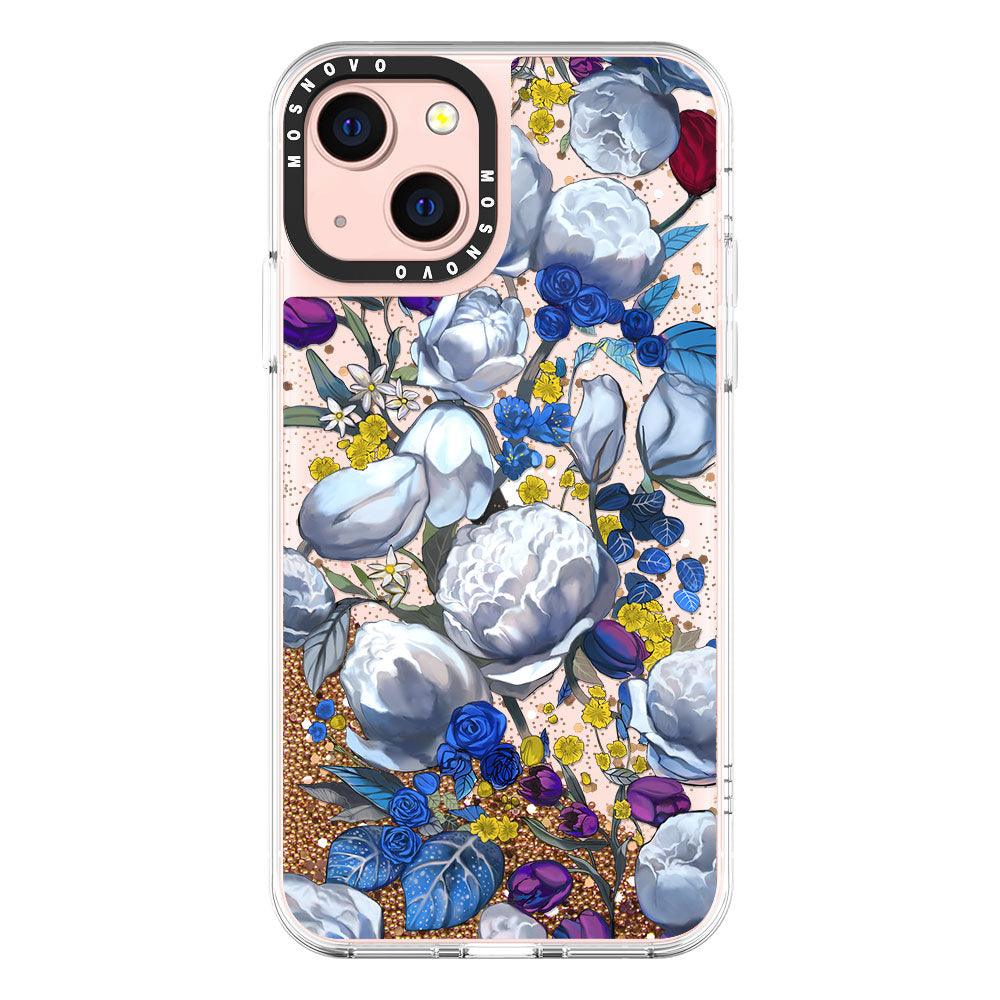 Purple Blue Floral Glitter Phone Case - iPhone 13 Case