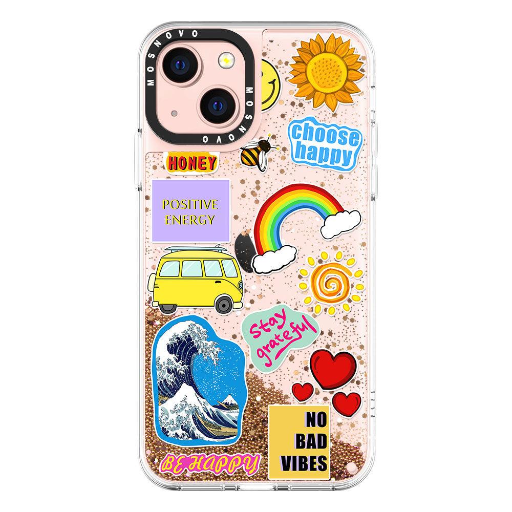 Happy Vibes Glitter Phone Case - iPhone 13 Case