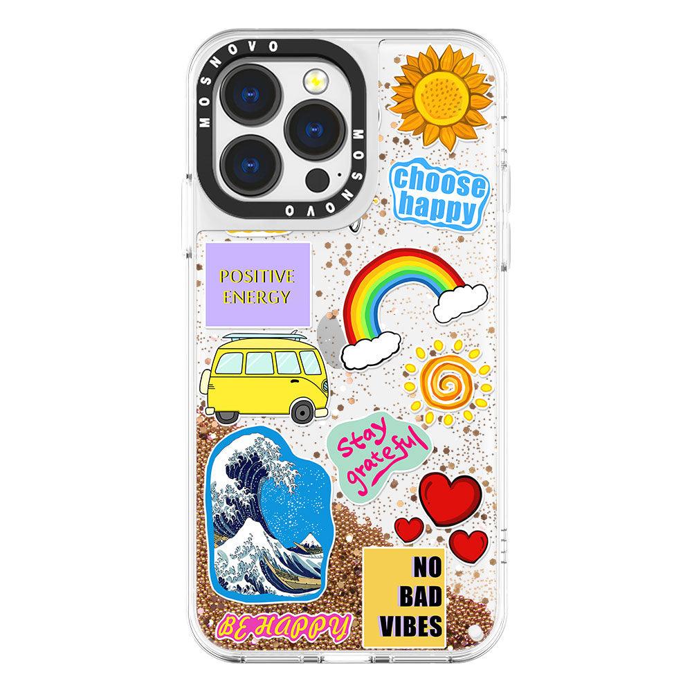 Happy Vibes Glitter Phone Case - iPhone 13 Pro Case