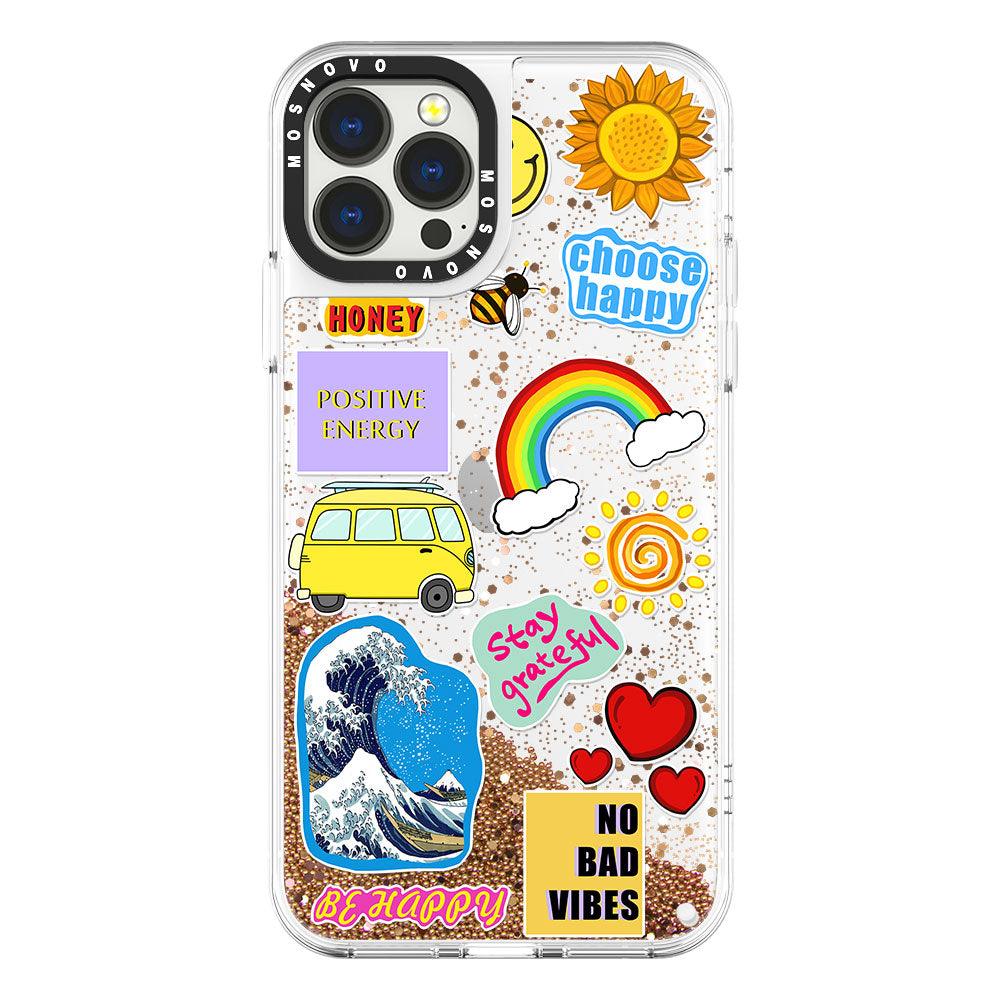 Happy Vibes Glitter Phone Case - iPhone 13 Pro Max Case