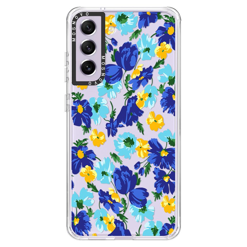 Vintage Blue Floral Phone Case - Samsung Galaxy S21 FE Case