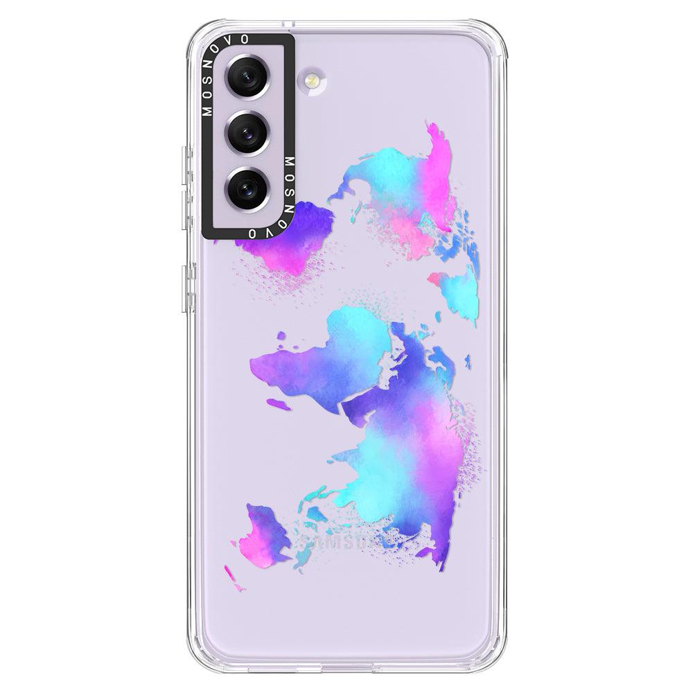 Psychedelic World Map Phone Case - Samsung Galaxy S21 FE Case