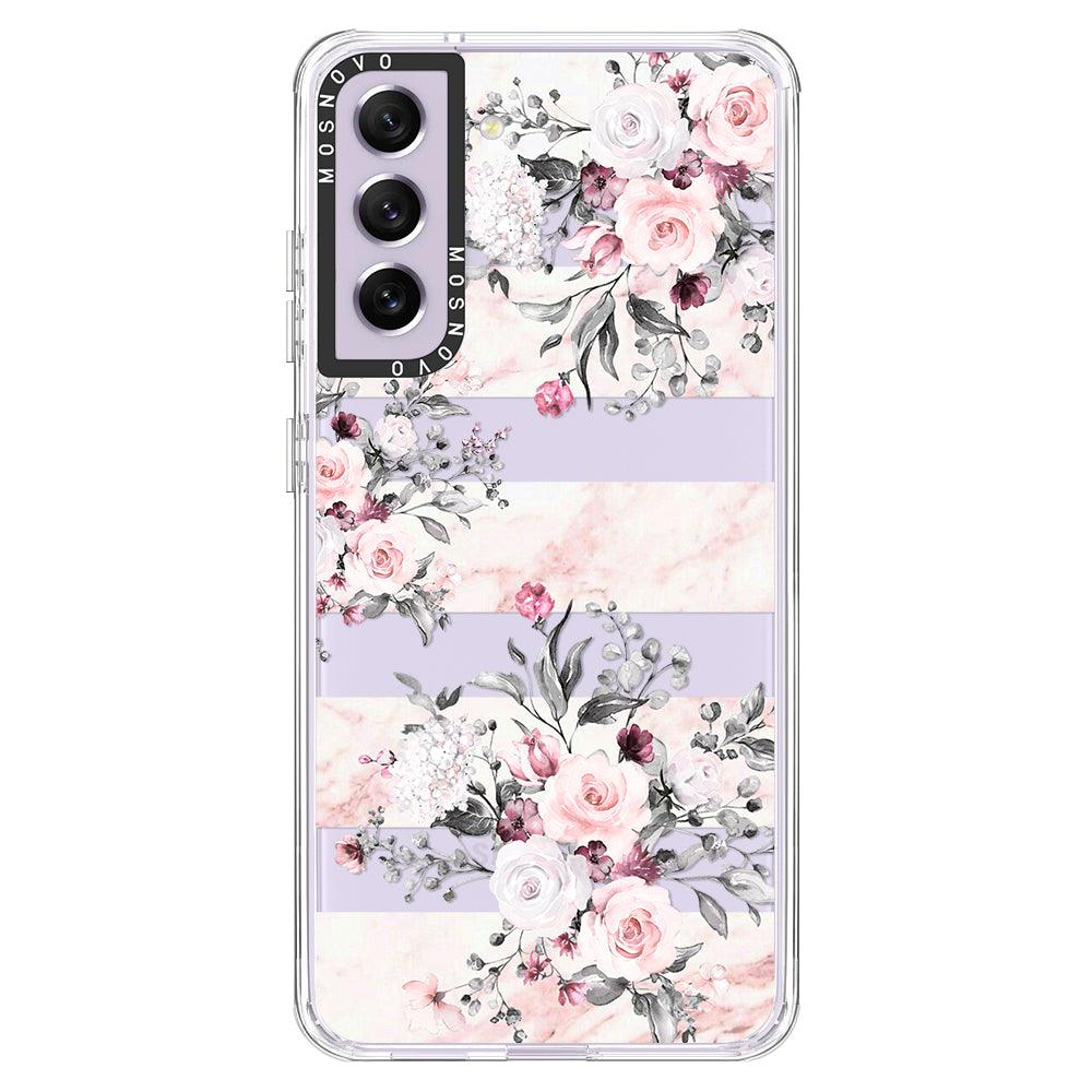 Pink Flower Marble Phone Case - Samsung Galaxy S21 FE Case