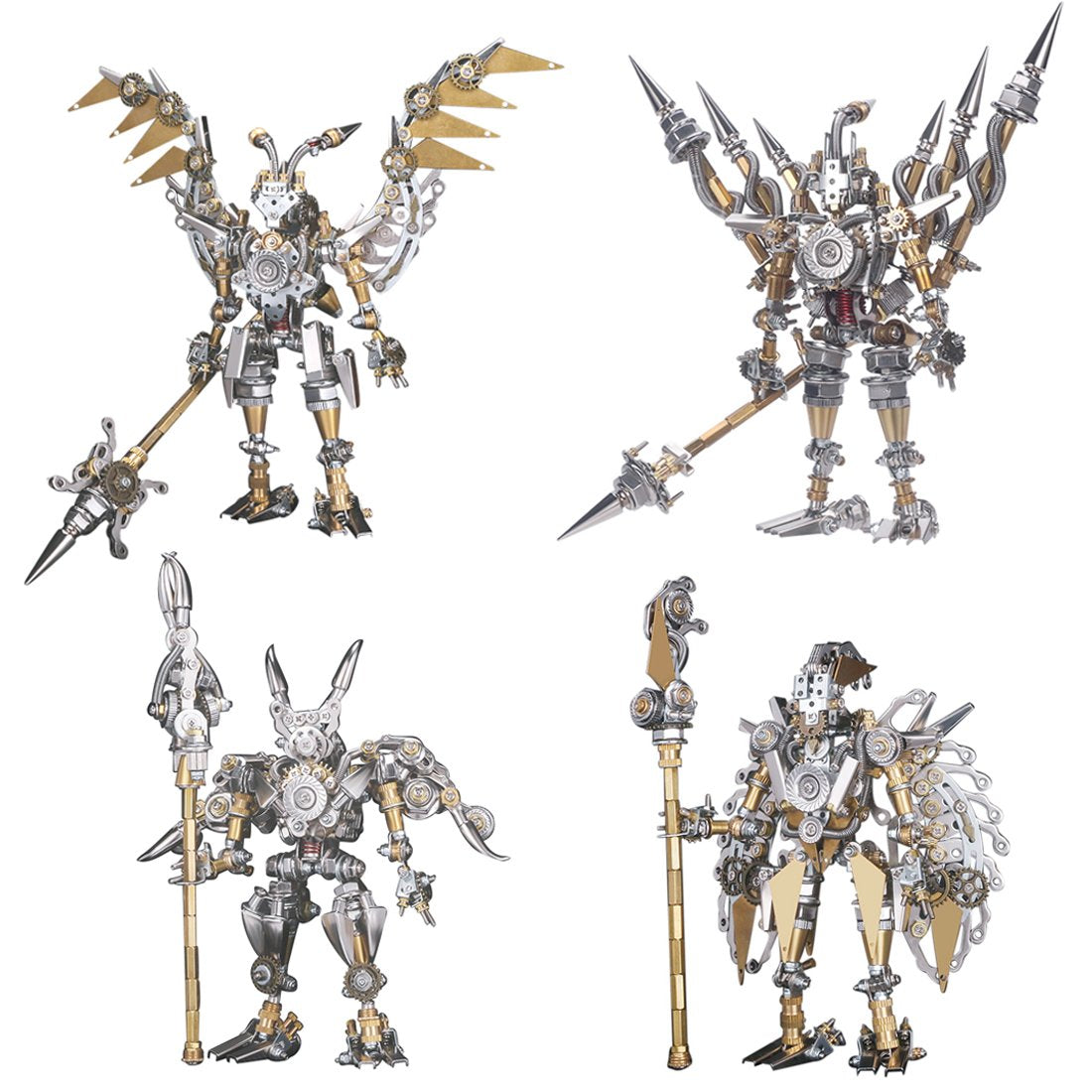 4pcs Assembly DIY Metal 3D Oriental Ancient Fighting Soldier Mecha Figure Team Model Kit Adult