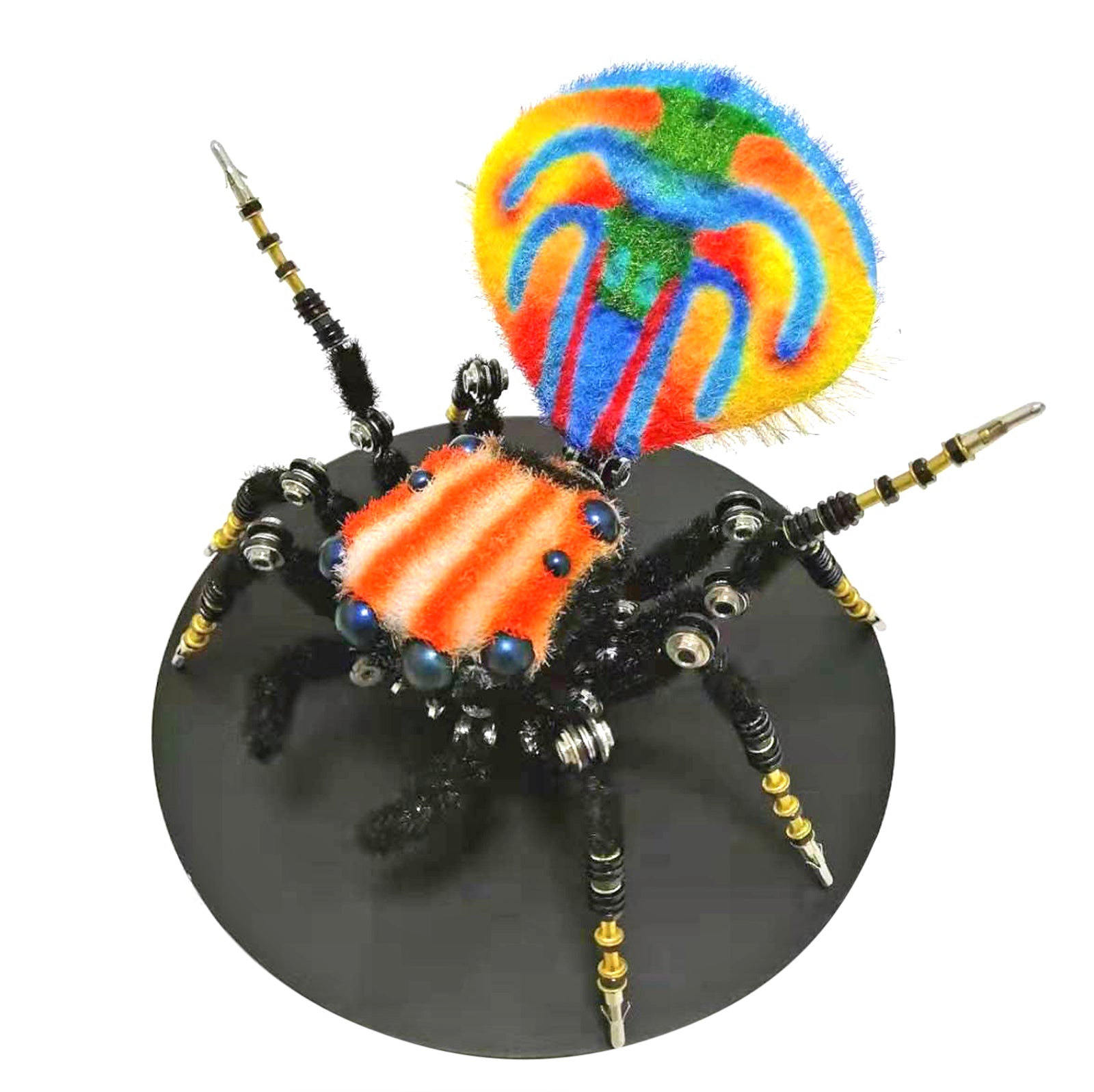 Steampunk Maratus Volans Peacock spider Bug Insect Sculpture 3D Metal Model Assembled