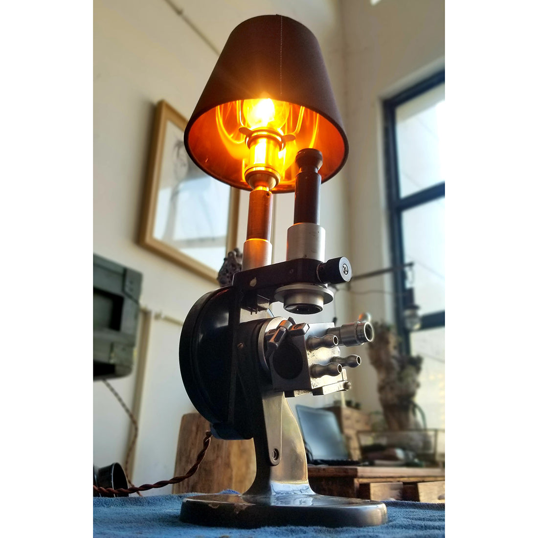 Steampunk Industrial Style Metal Microscope Desk Lamp