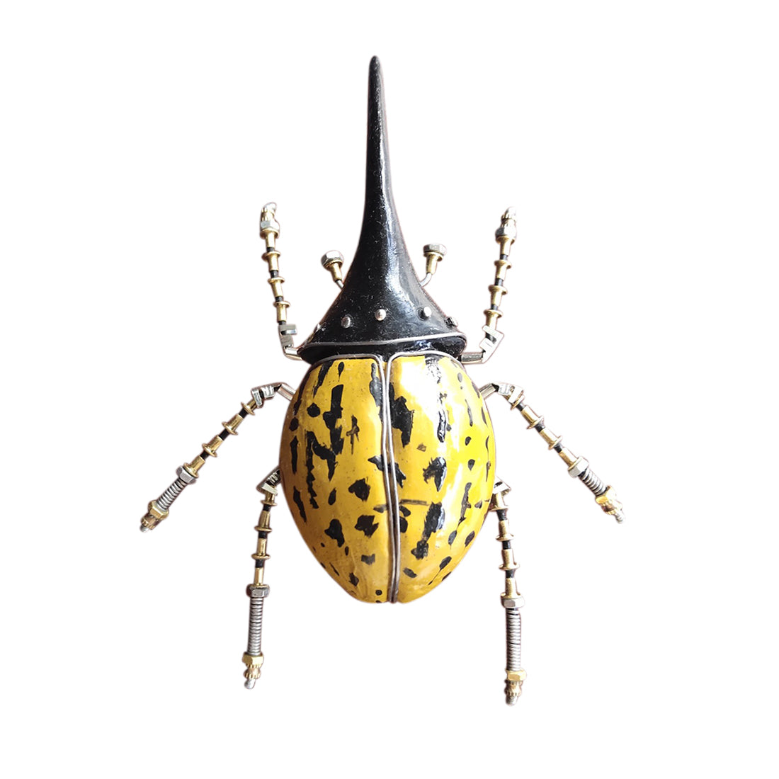 3D Metal Yellow Dynastes Beetles Steampunk Bug Model Kit Handmade