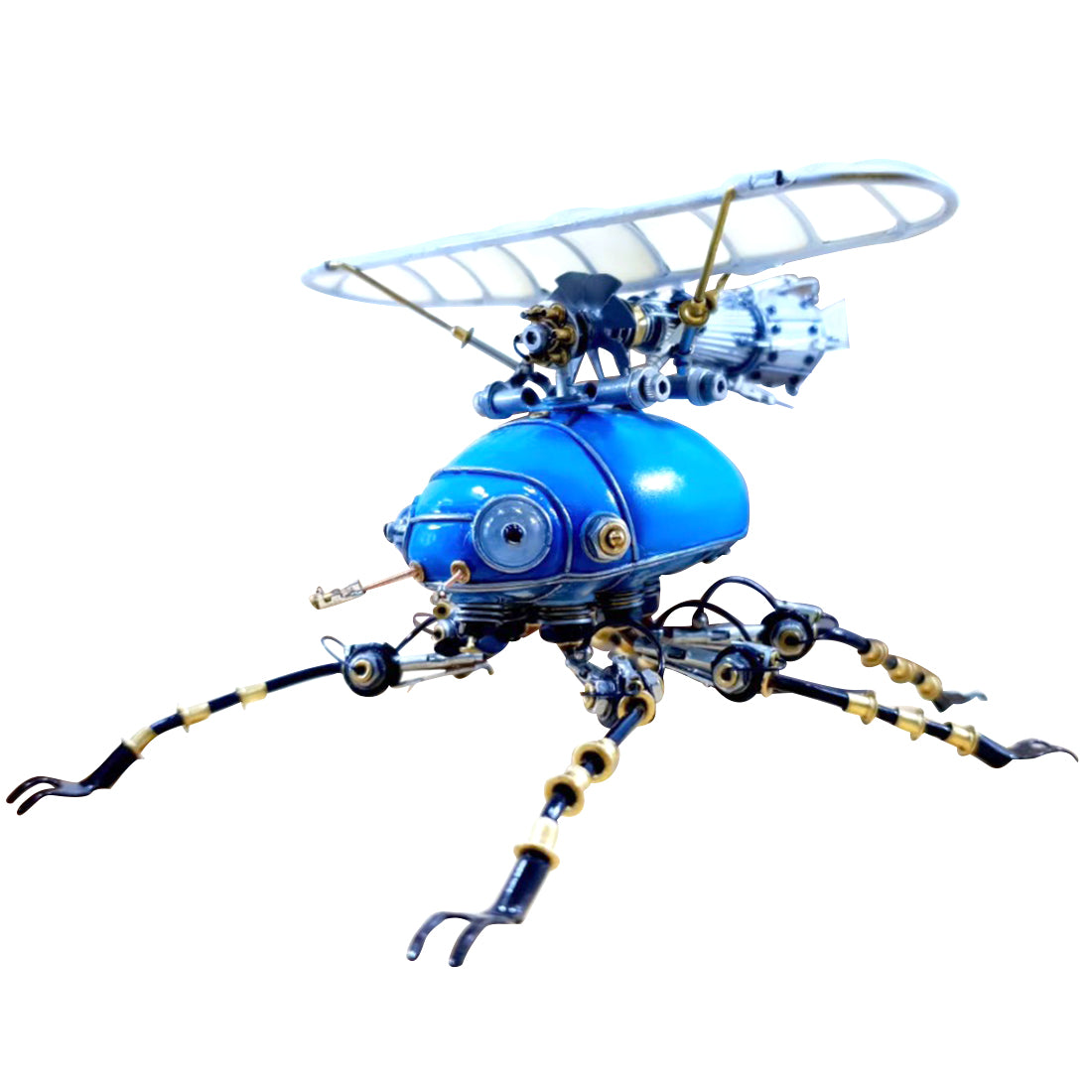 Metal 3D Blue Fixed Wing Scarab Steampunk Sculpture Bug Assembled Model Kits