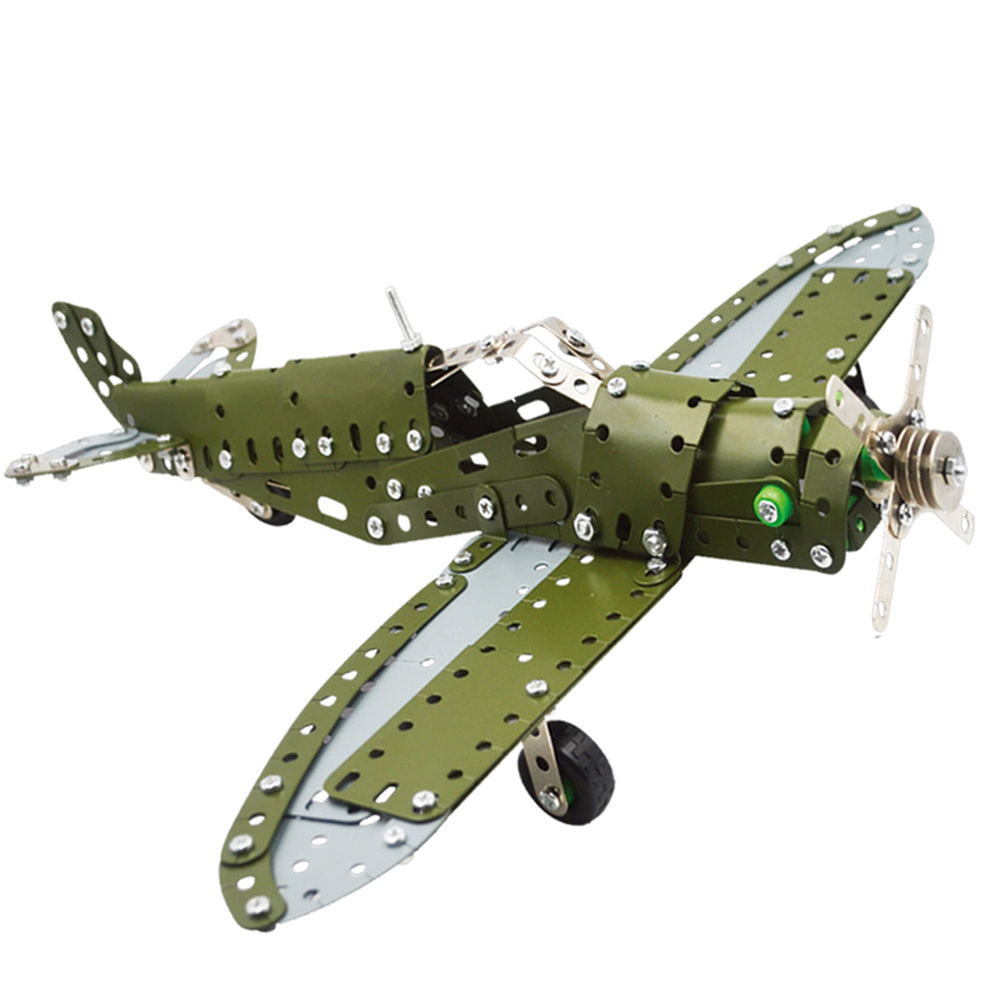 DIY Metal 3D Metal Green Classic Military Bomber Plane Assembly Model Kit