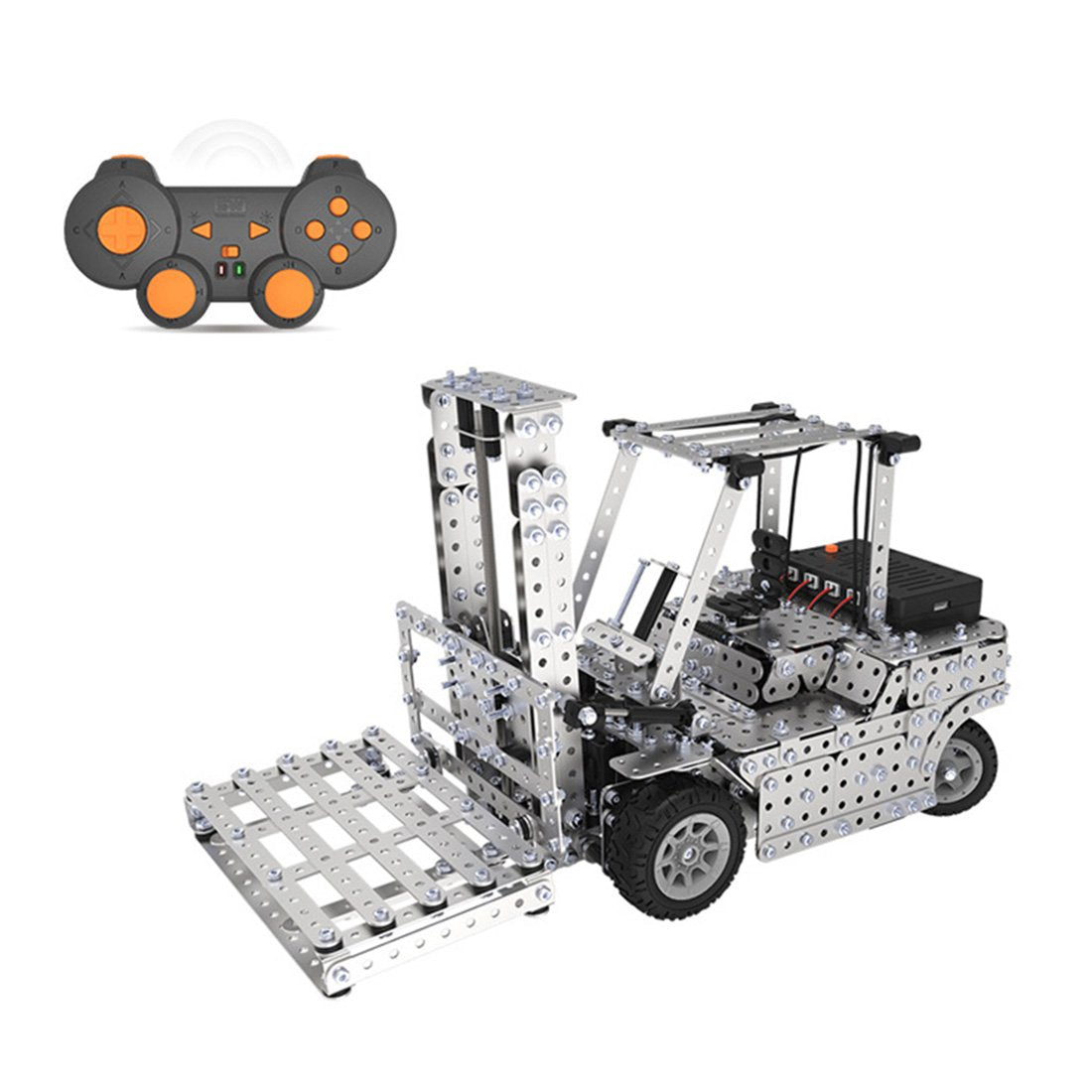 1400Pcs 2.4G Assembly Remote Control Metal Forklift Mechanical Scew Model Building Kit Puzzle