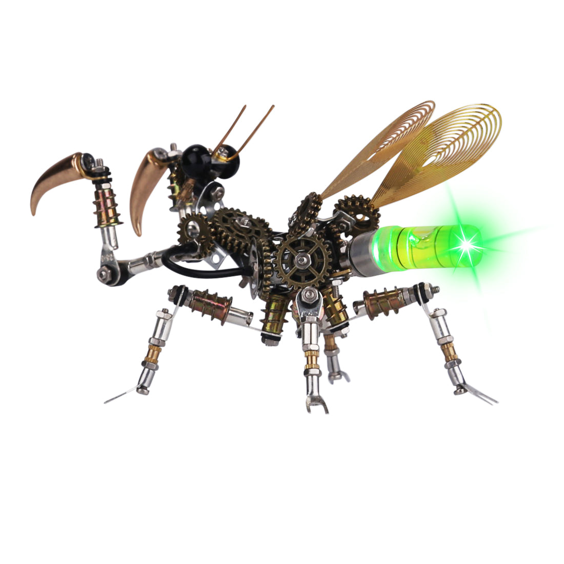 300PCS+ Steampunk Little Mantis with Glow Light 3D Metal Insect Model DIY Kits