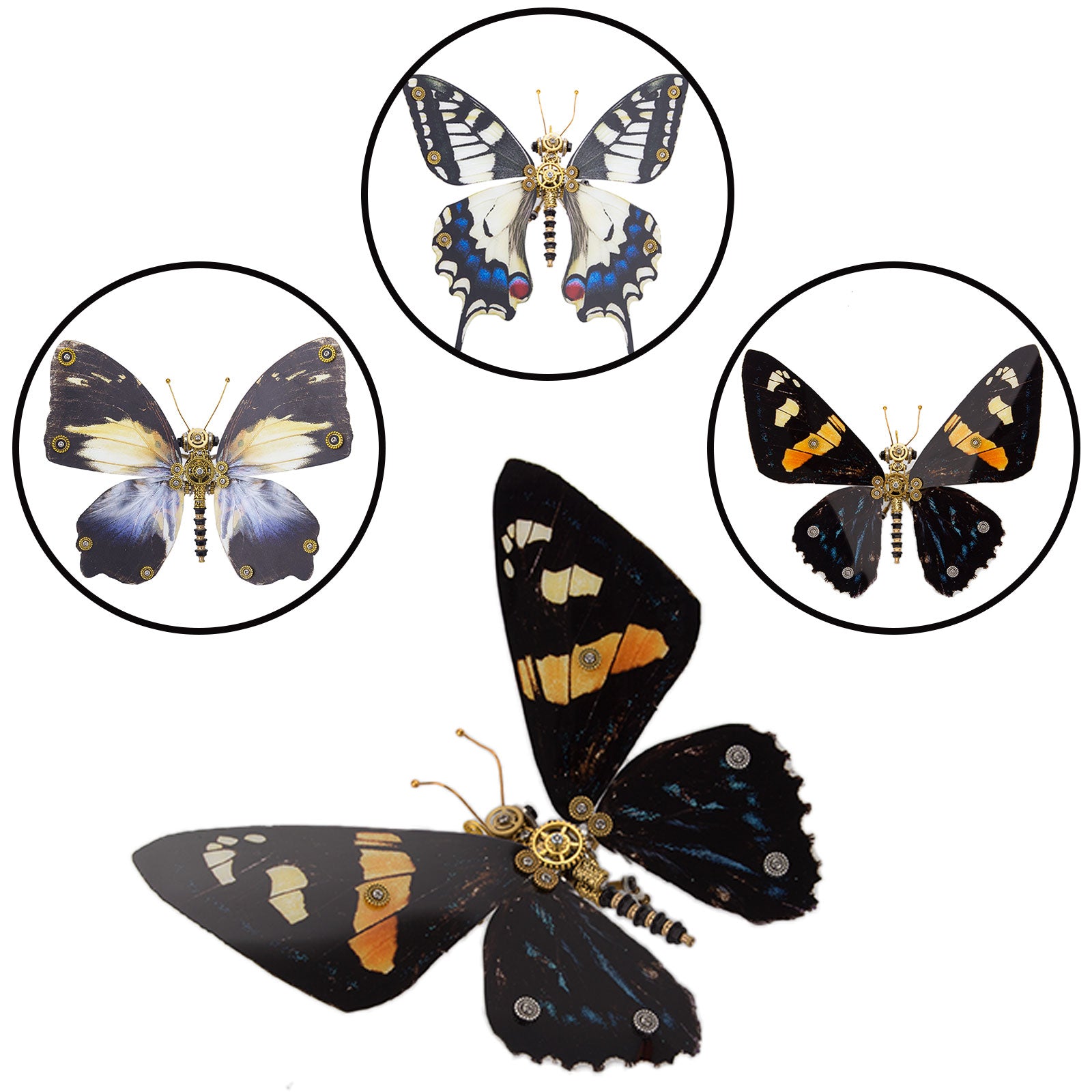 200PCS+ Steampunk Metal Assembly Butterfly Calydonia, Vanessa Indica Herbst & Papilio Machaon