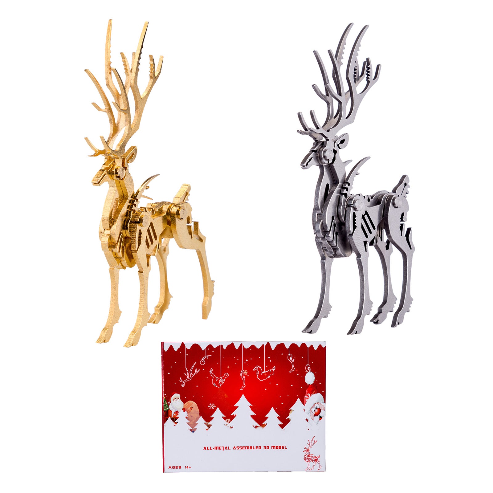 100Pcs+ DIY 3D Assembling Ornament Golden Elk & Silver Elk