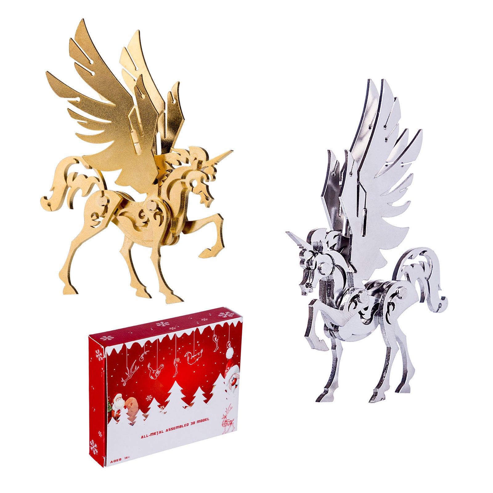 100Pcs+ DIY 3D Assembling Model Golden Unicorn & Silver Unicorn