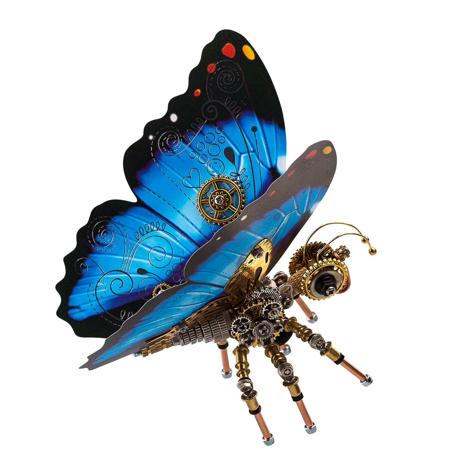 150Pcs Steampunk Blue Morpho Butterfly Assembly Model