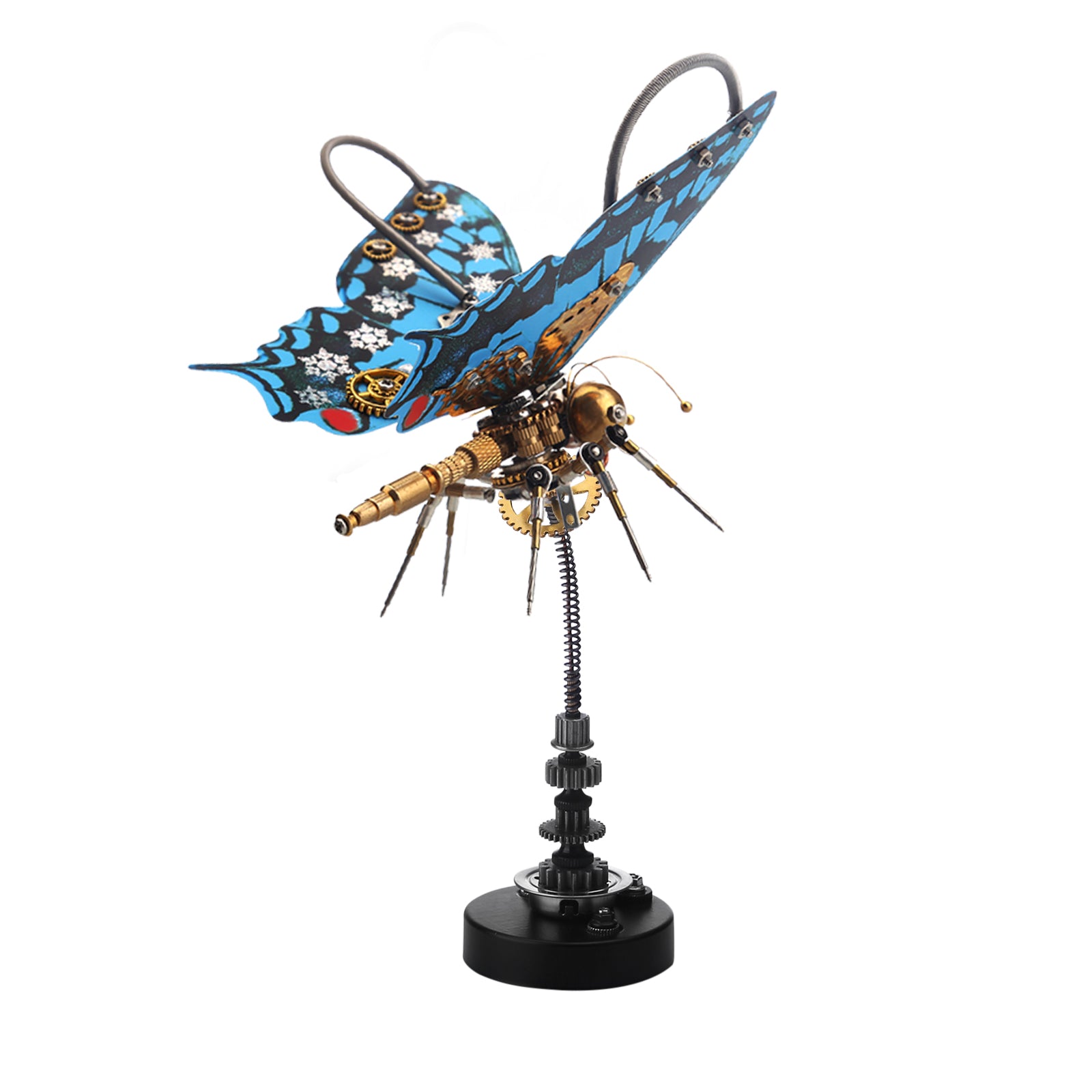 Steampunk Blue Butterfly Pipevine Swallowtail Model Building Kit With Flower Base