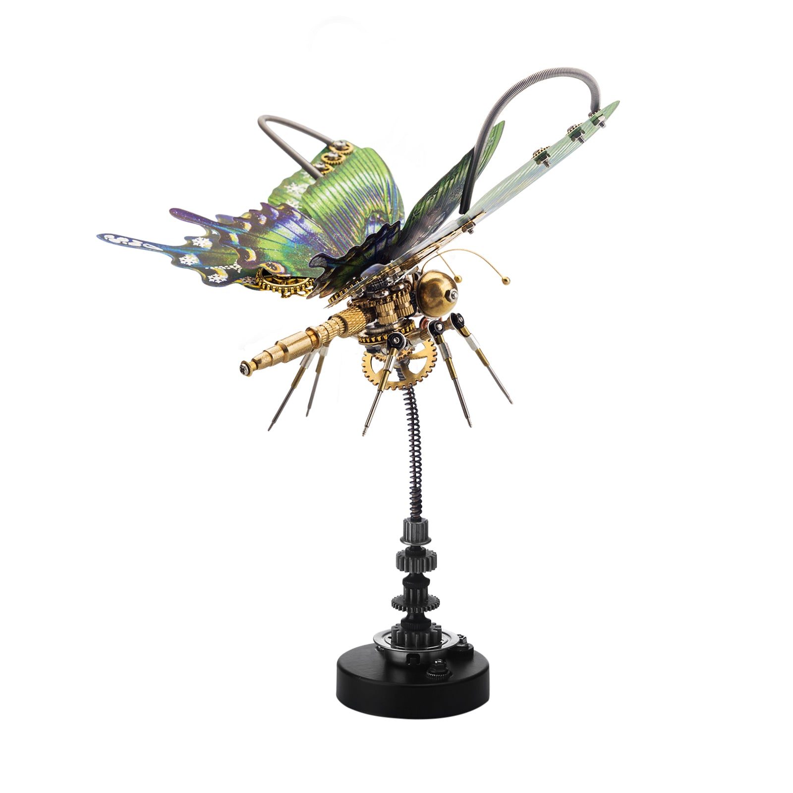 Steampunk Butterfly Alpine Black Swallowtail Papilio Maackii Model 3D DIY Kit With Flower Base