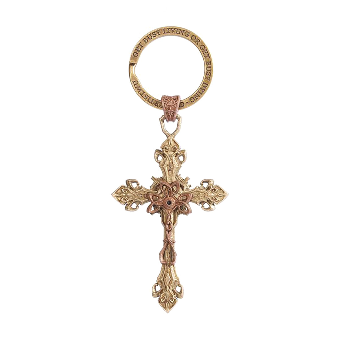 Steampunk Brass Baroque Cross Pendant