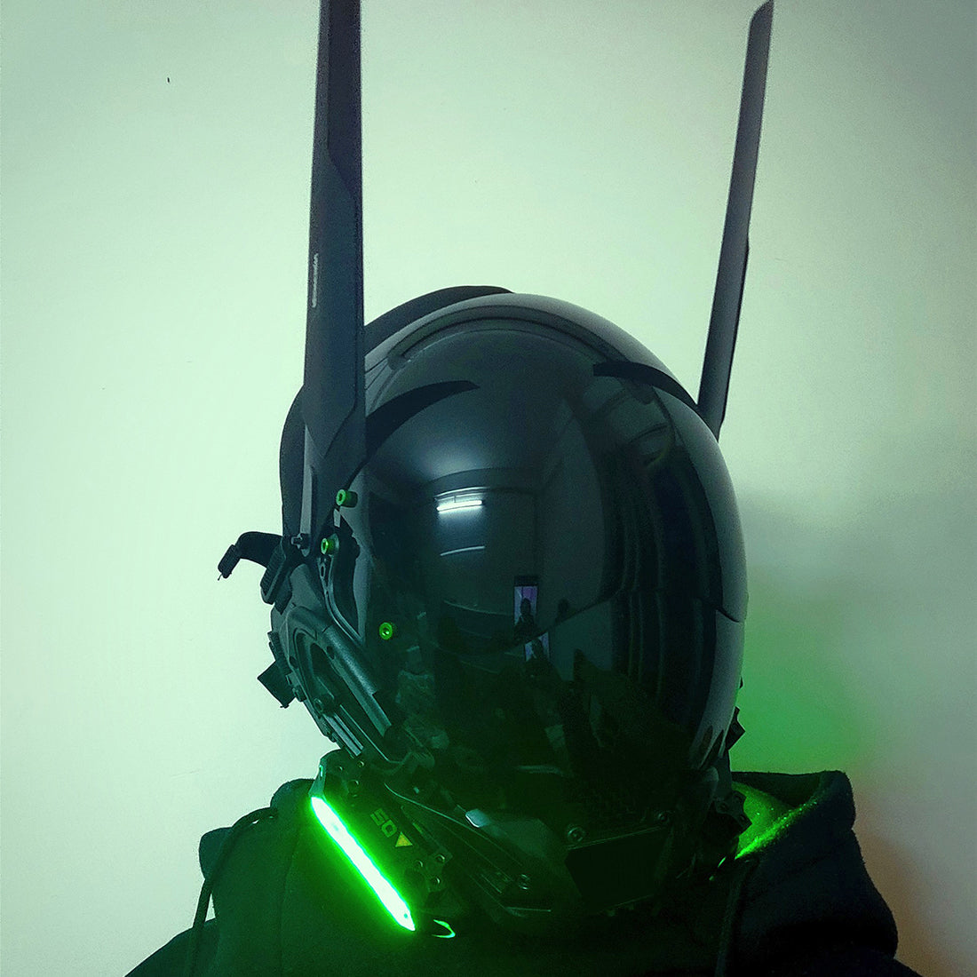 Future Punk Tech Helmet Mask with Propeller Light Cosplay