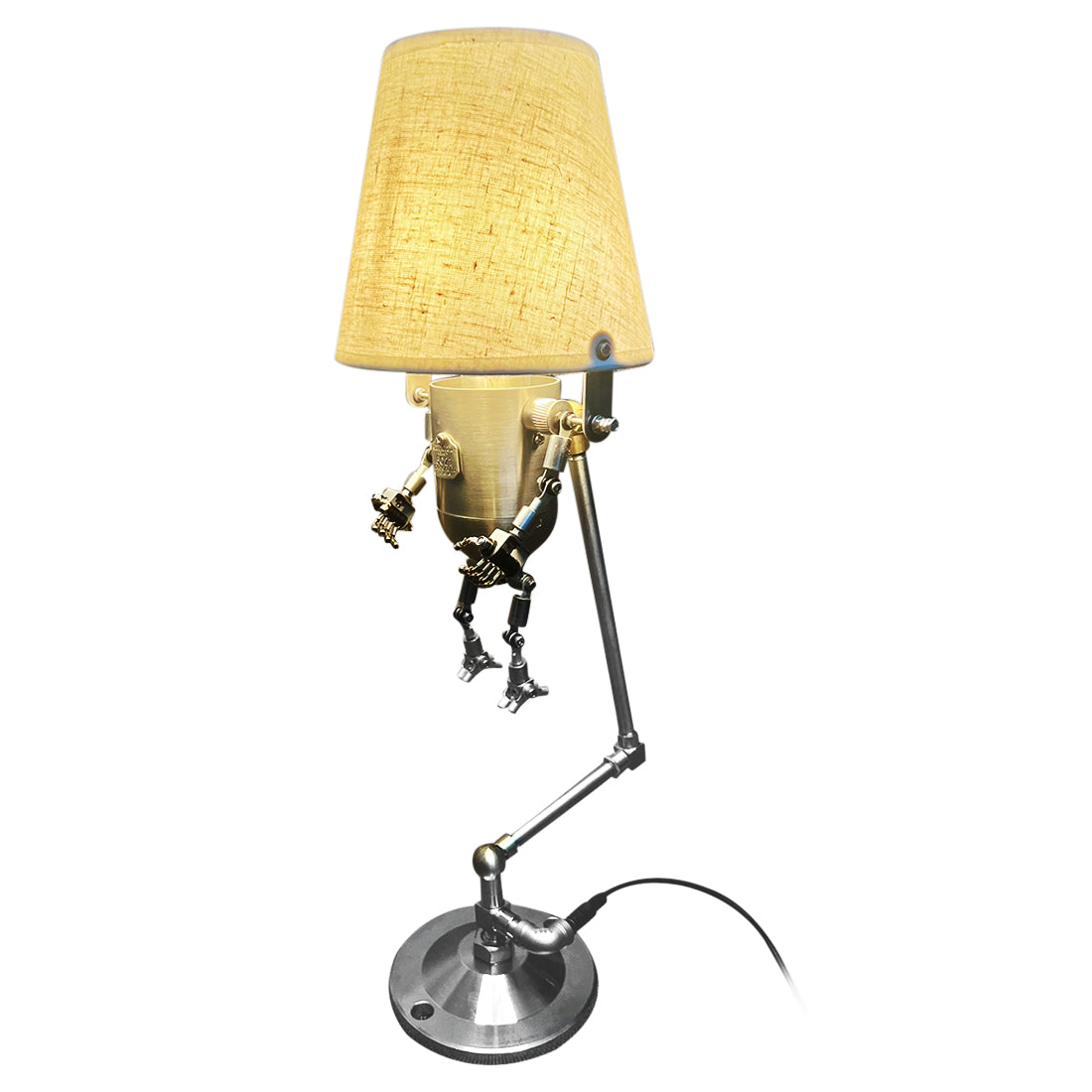 Steampunk 3D Metal NO.2 Robot Table Lamp US-Plug