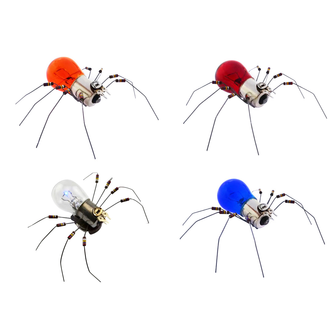 DIY Electronic Insect Kit Handmade 4 Spiders Model with Glow Light