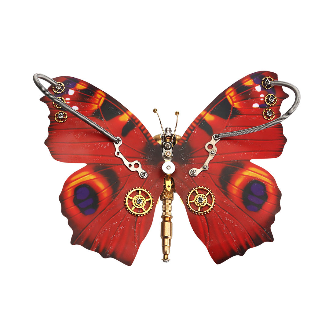 150PCS Steampunk 3D Orange-red Peacock Butterfly Model Assembly Kit