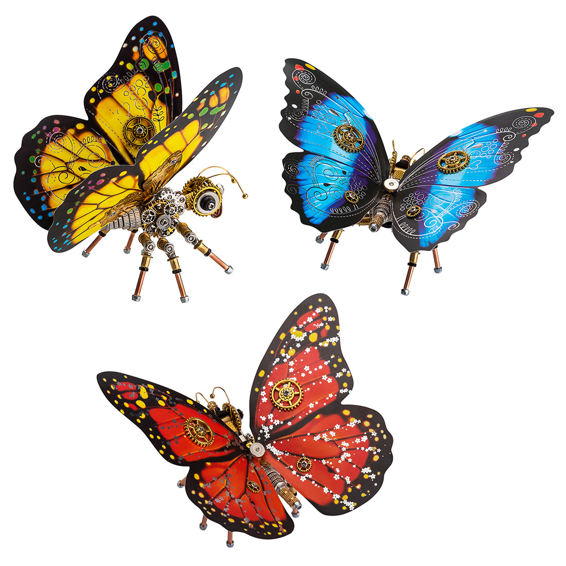 3pcs/ Set Steampunk 3D Monarch Butterflies Model Building Kit