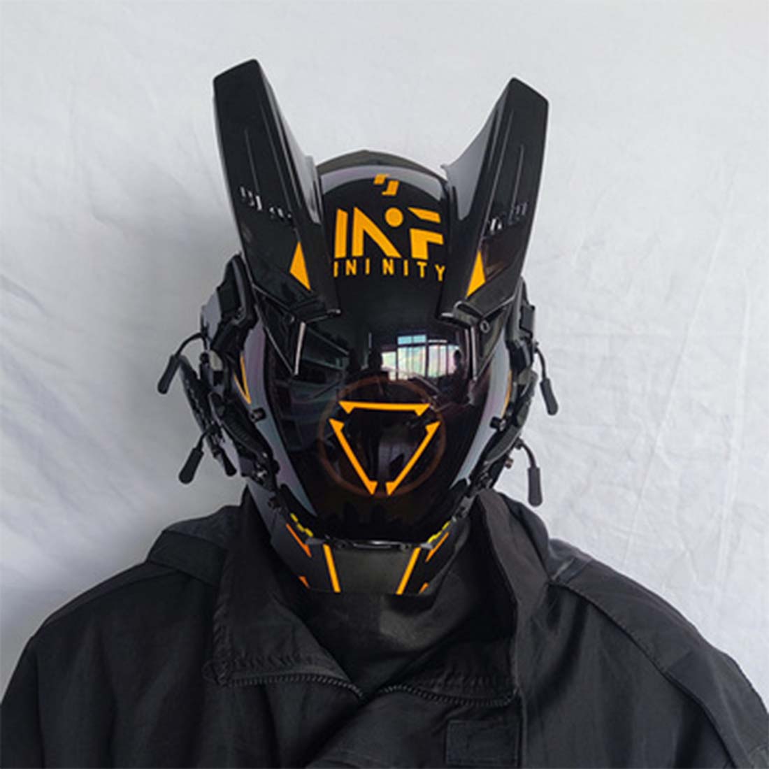 Punk Gothic Helmet Mask with Yellow LED Light Cosplay For Adult