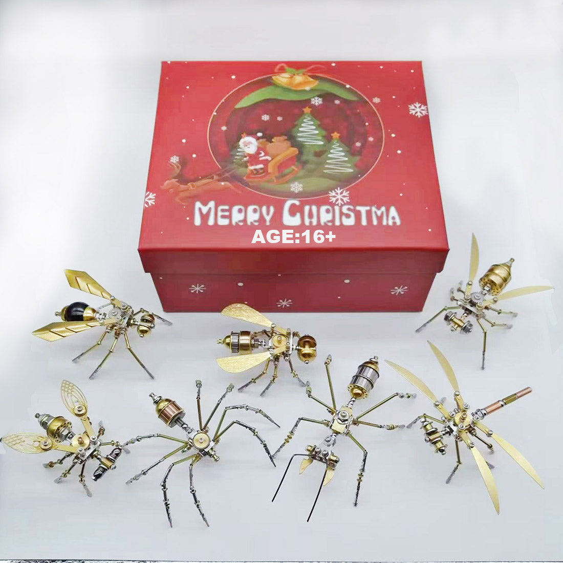 Steampunk Small Insects 3D DIY Christmas Metal Puzzle Model Kits (295PCS+7PCS/SET)