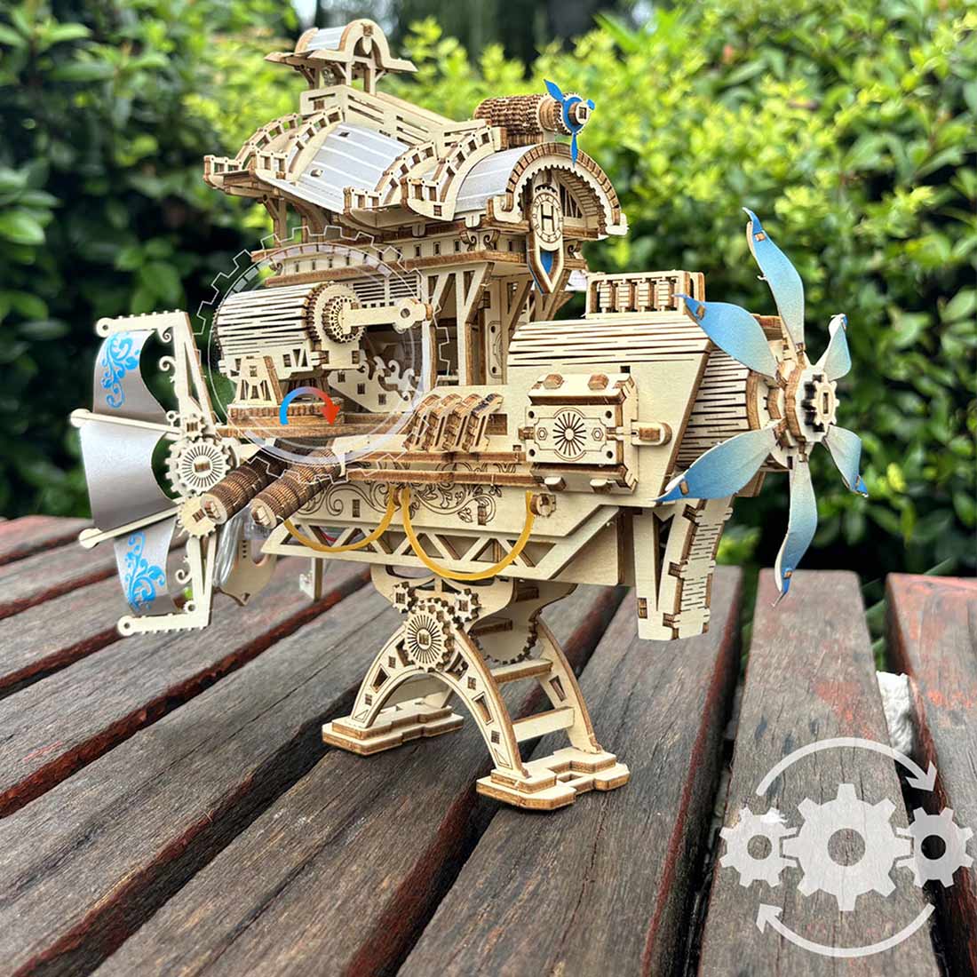 Wooden Steampunk Airship Model for Kids 266+PCS