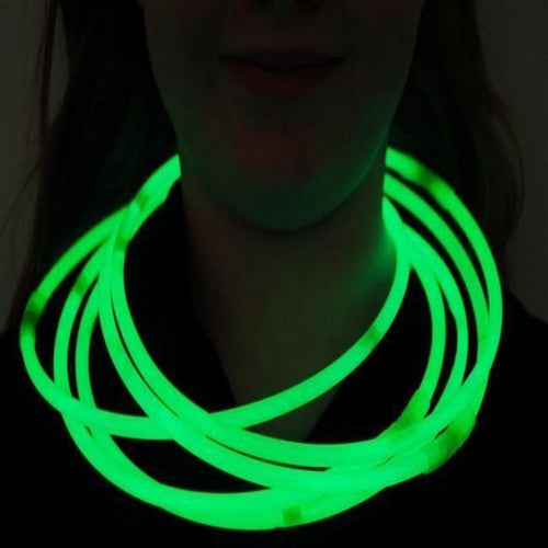 22 Inch Premium Jumbo Green Glow Sticks Necklaces - Pack of 50