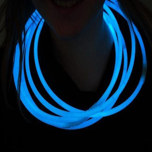 22 Inch Premium Jumbo Aqua Glow Sticks Necklaces - Pack of 50